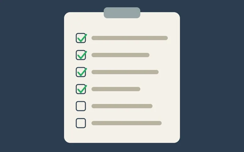 A checklist with ticked boxes